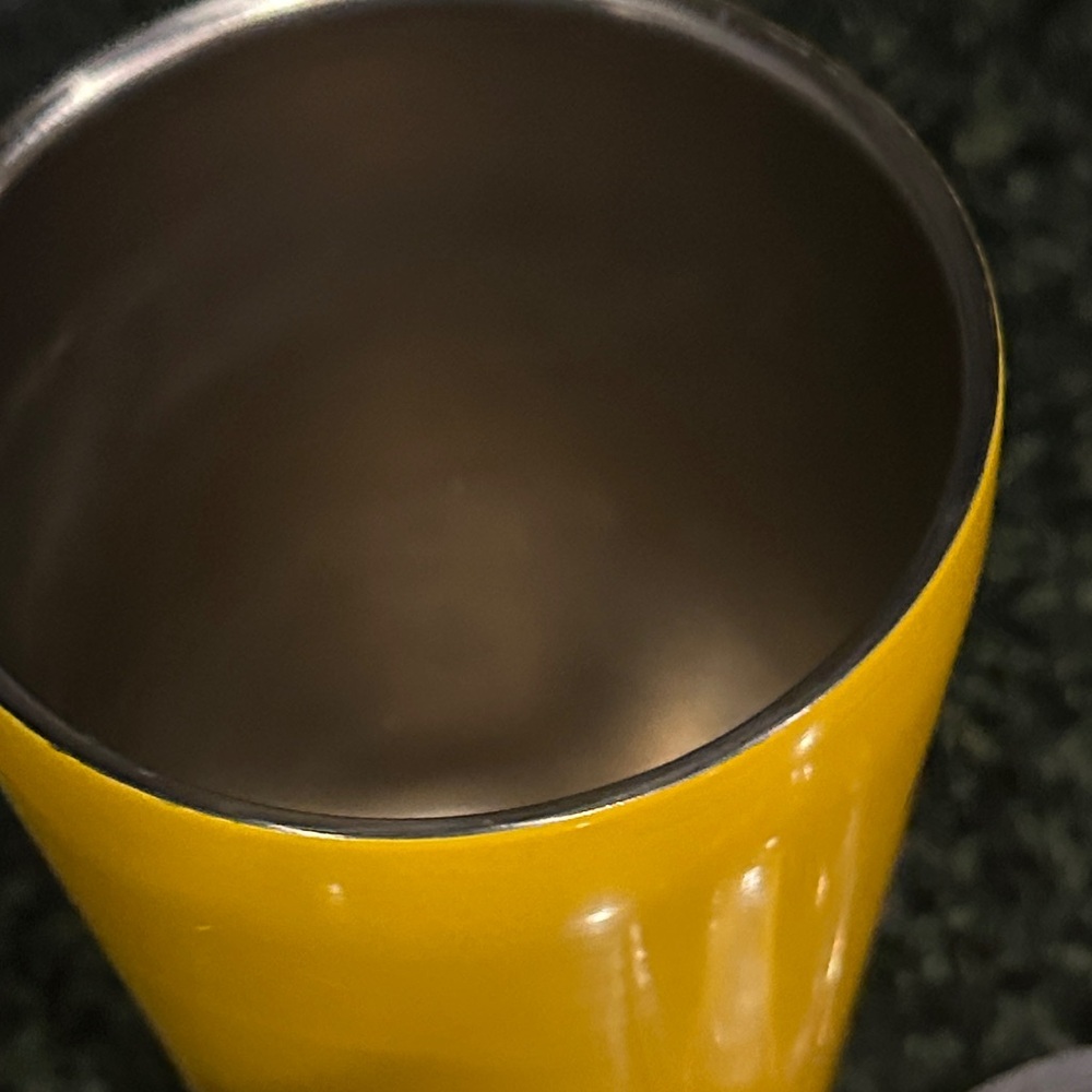 McCafé McDonald’s stainless steel timber with lid rare Yellow coffee cup EUC - Picture 7 of 8